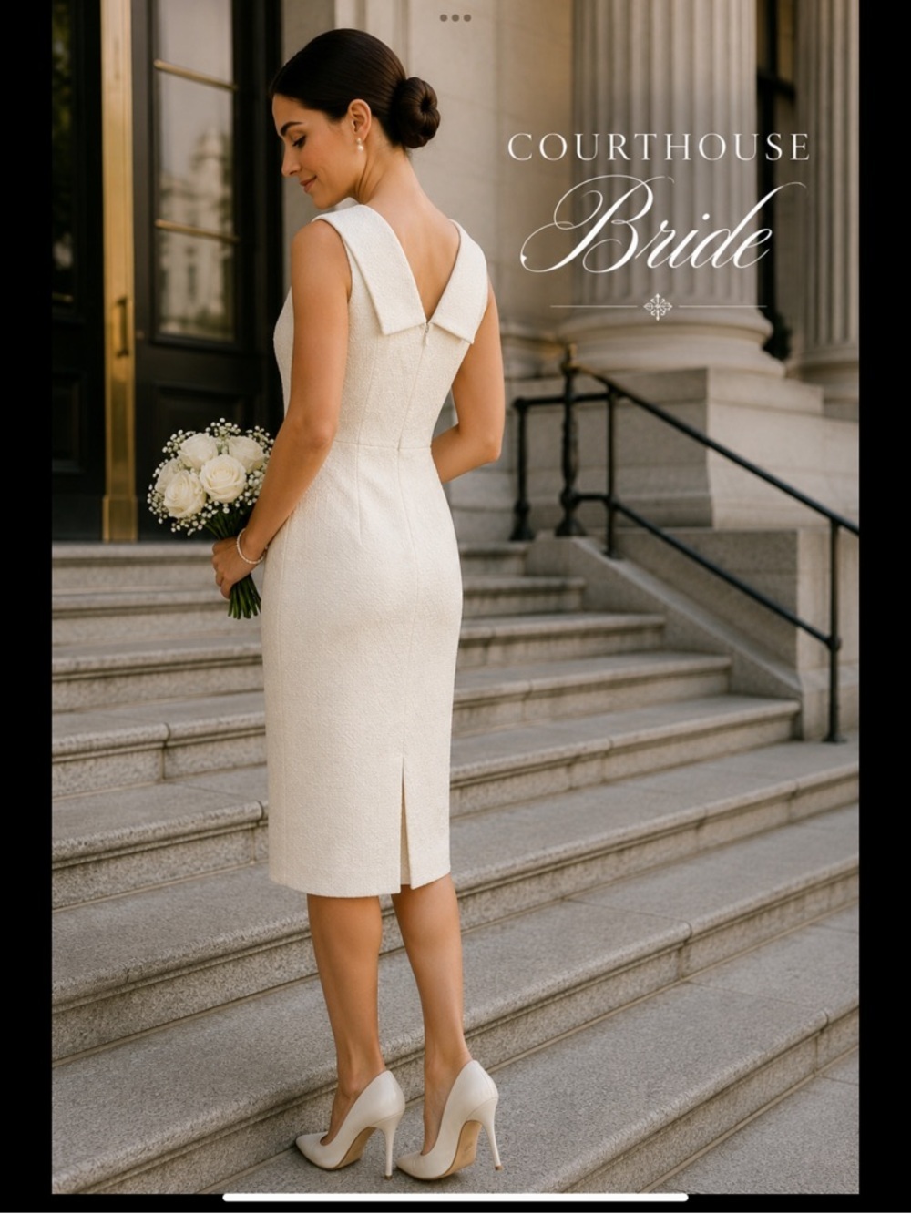 Courthouse Bride Ivory Textured Sheath Dress Silk Lined Brooks Brothers 10